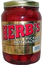 Spicy Pickled Sausage - Half Gallon Jar, 20 Count Beef & Chicken Snacks
