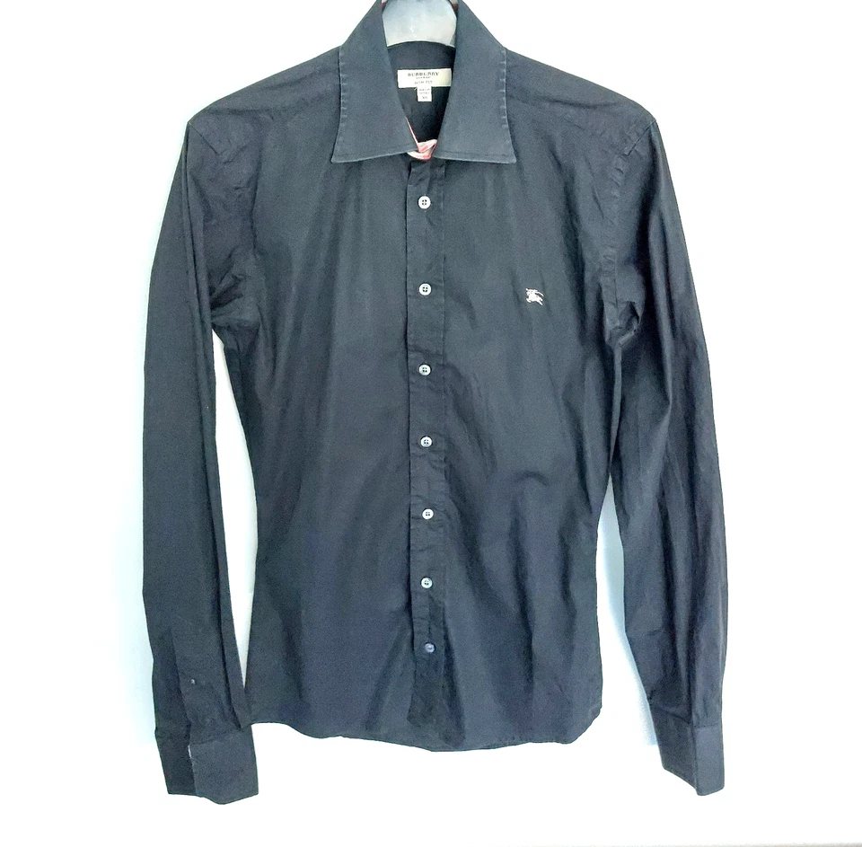 BURBERRY   Vintage BLACK Shirt   Cotton  Size Small  Unisex - Immagine 2 di 4