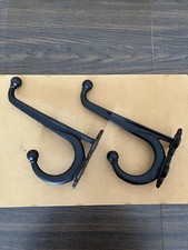 12  pair Vintage Cast Iron Large Sized Hooks Heavyweight Wall Mounts Matching