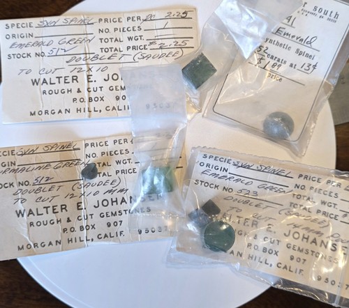 Estate Synthetic Spinel Rough, 1970's Emerald Green Boule Vintage Lapidary Stock