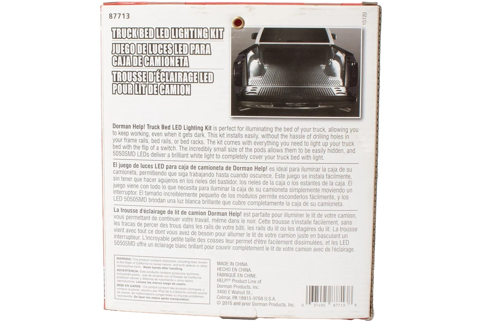 Dorman Help! Truck Bed LED Lighting Kit 8 Pods 48 White 5050SMD LEDs Model 87713 - Image 3 of 4