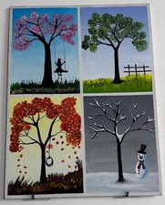 Handmade Acrylic Painting Depicting the Unique Visuals of Four Seasons