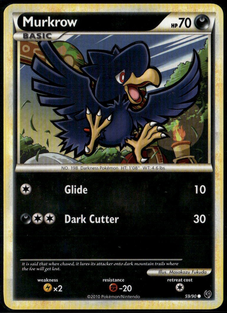 Murkrow 59/90 Common HGSS Undaunted LP Pokemon Card
