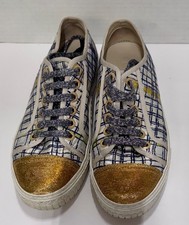 Chanel 2017 Tweed pattern sneakers with gold toe size 37