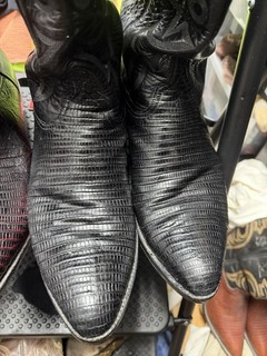Luchese Black exotic TEJU Lizard Decorative Stitching