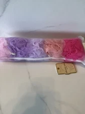 5 Pack Shower Loofah Bath Sponge Exfoliating Mesh Ball Shower Puff Pinks Purples