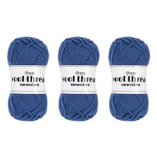 100 Wool Yarn,3 Skeins of 150g/5.29oz Per Skein 50g/109yards /Dark Blue