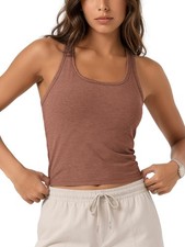 Performance Racerback Crop Tank with Built-in Bra for Women, Ultra Soft odSTR...