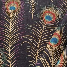 Sanderson Gardinenstoff THEMIS ~ CARBON ~ 0,5m ~ Leinenmischung Feder Design