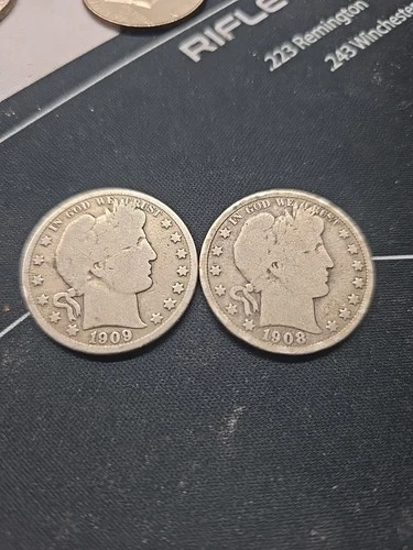1909 (P) Barber Half Dollar / 1908 (O) Barber Half Dollar