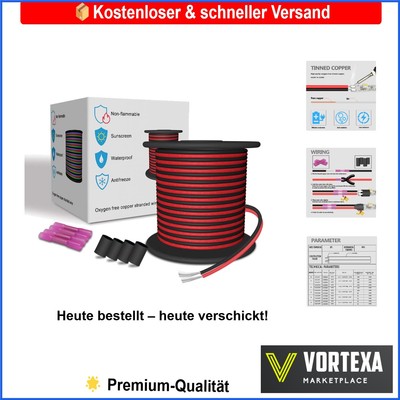 20M Verlängerungskabel 22AWG Kupferrot Schwarz  LED Streifen Kabel für 12V DC