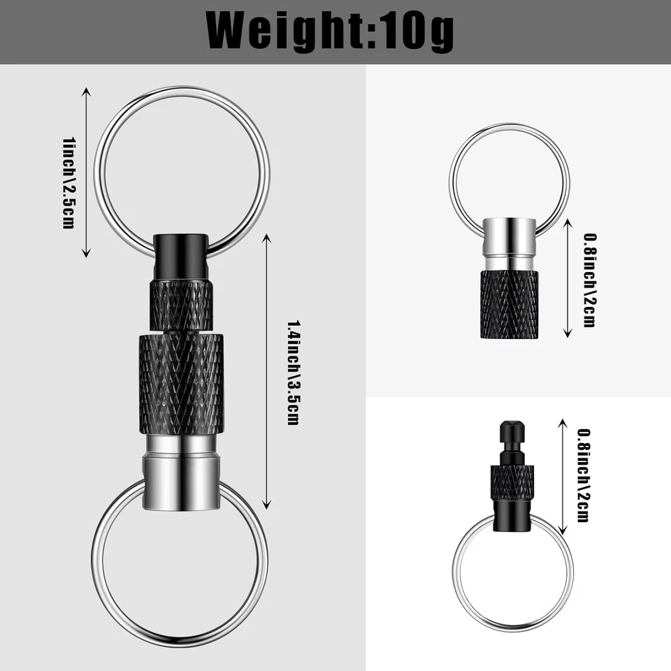 Heavy Duty Keychain Retractable Carabiner Car Key Chain with Badge Holder - Image 2 of 4