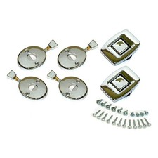 1969-72 Bucket Seat Chrome Back Panel Push Release Button Head Rest Bezel Screws