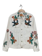 ZARA Giacca denim Donna Giacca Taglia IT 42 bianco-blu-arancione chiaro