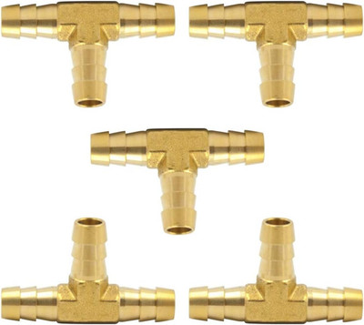 Brass Hose Barb Tee 1/4'' X 1/4''X 1/4'' Barbed T -Fitting 3 Ways Air Hose Fittings