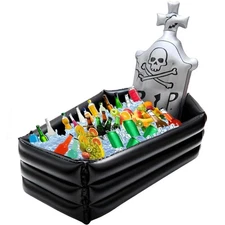 44Inch Inflatable Coffin Cooler Ice Chest Buffet Coffin Tombstone Ice Bucket ...