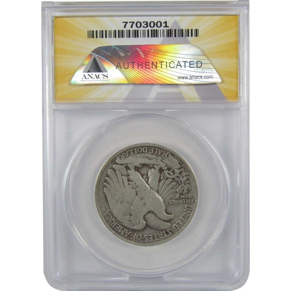 1938 D Liberty Walking Half Dollar F 12 ANACS Silver SKU:I18392 - Image 2 of 4