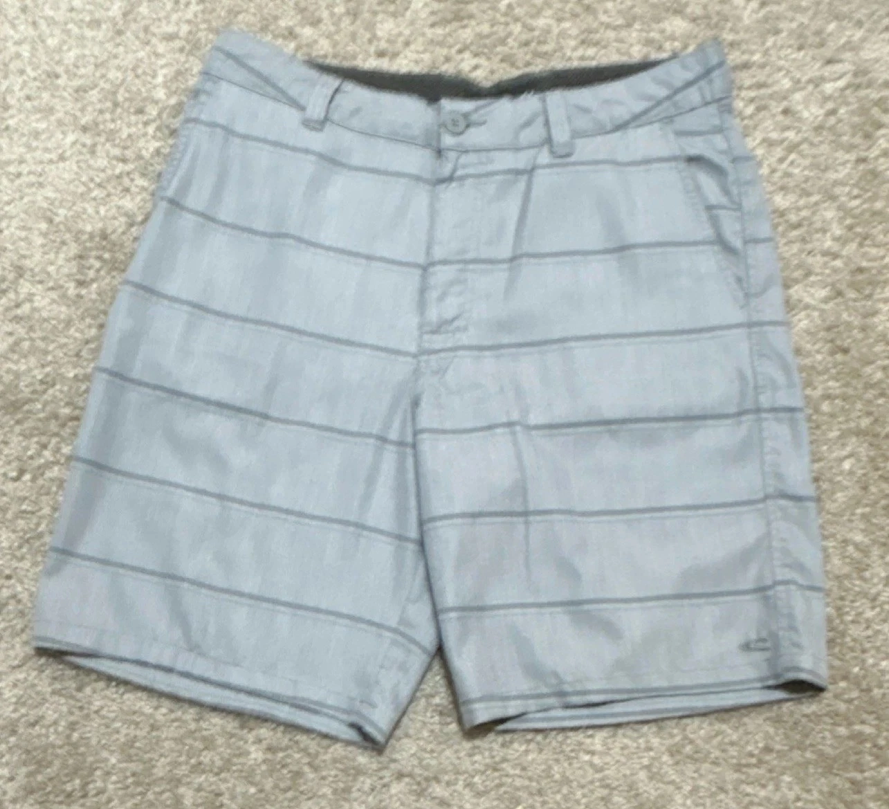 O'Neill Chino Shorts Gray Striped Polyester Viscose Button Logo Pockets Men 34
Opens in a new window