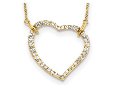 2/3 Karat (ctw VS, D-E-F) Lab-gezüchteter Diamant offenes Herz Collier 14K Gelbgold