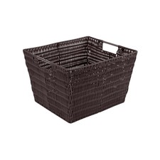 Large Built-in-Handles Rattan Storage Tote Basket Chocolate