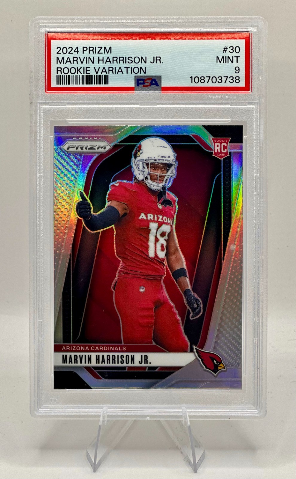 2024 Panini Prizm Marvin Harrison Jr RC Rookie Variation #30 PSA 9 Cardinals