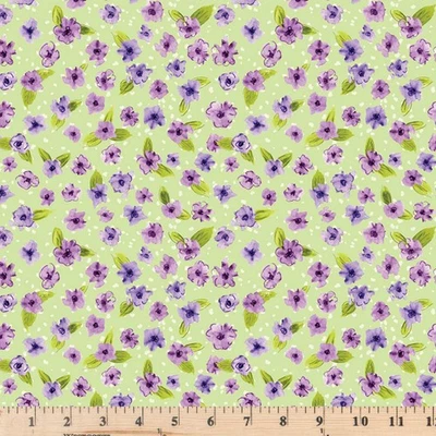 RILEY BLAKE Plum Petals Small Floral Fern C15642-FERN Cotton Fabric By half yard