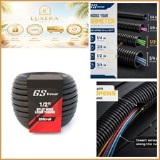 Split Wire Loom Tubing 1/2 Inch 25 Feet Black Cable Sleeve Cord Protector