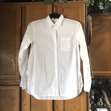 GAP Women’s Collared Classic Button Up Long Sleeve Shirt Optic White Small NWI *