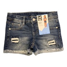 Member's Mark Girl's Stretch Adjustable Waistband Denim Short Dark Wash, M