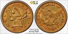 1878 $2.50 Liberty Quarter Eagle Gold Coin PCGS AU-55 Gold Shield $2 1/2 Lib