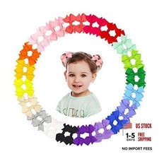 40Pcs Baby Hair Accessories - 2 Inch Tiny Grosgrain Ribbon Bows tailbow-2in-40p