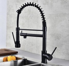 Pull-Out Sprayer Kitchen Sink Mixer Tap | 360° Swivel Double Spout, Black