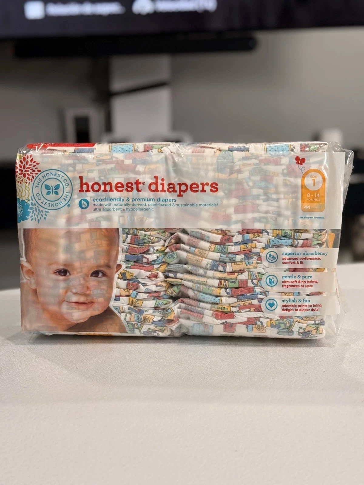 The Honest Company Diapers Size 1 - Luggage Print - 44 Count - New