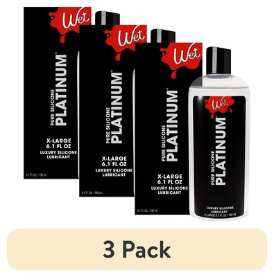 (3 pack) Wet Platinum Silicone-Based Lube, Ultra Long Lasting Premium Personal