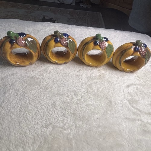 Juego de 4 soportes de anillo de servilleta de cerámica vintage para calabaza - Imagen 2 de 8