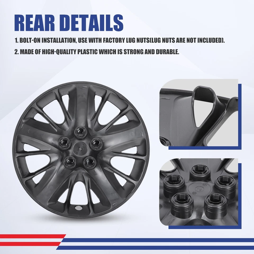 Cubiertas de rueda de laca negra tapacubos de 18" para llanta de 18"" Chevy Impala 2014-2020 Foto 4 de 4