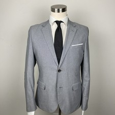 H M Men s Gray Jacket Blazer Jacket Size 38R Elbow patches