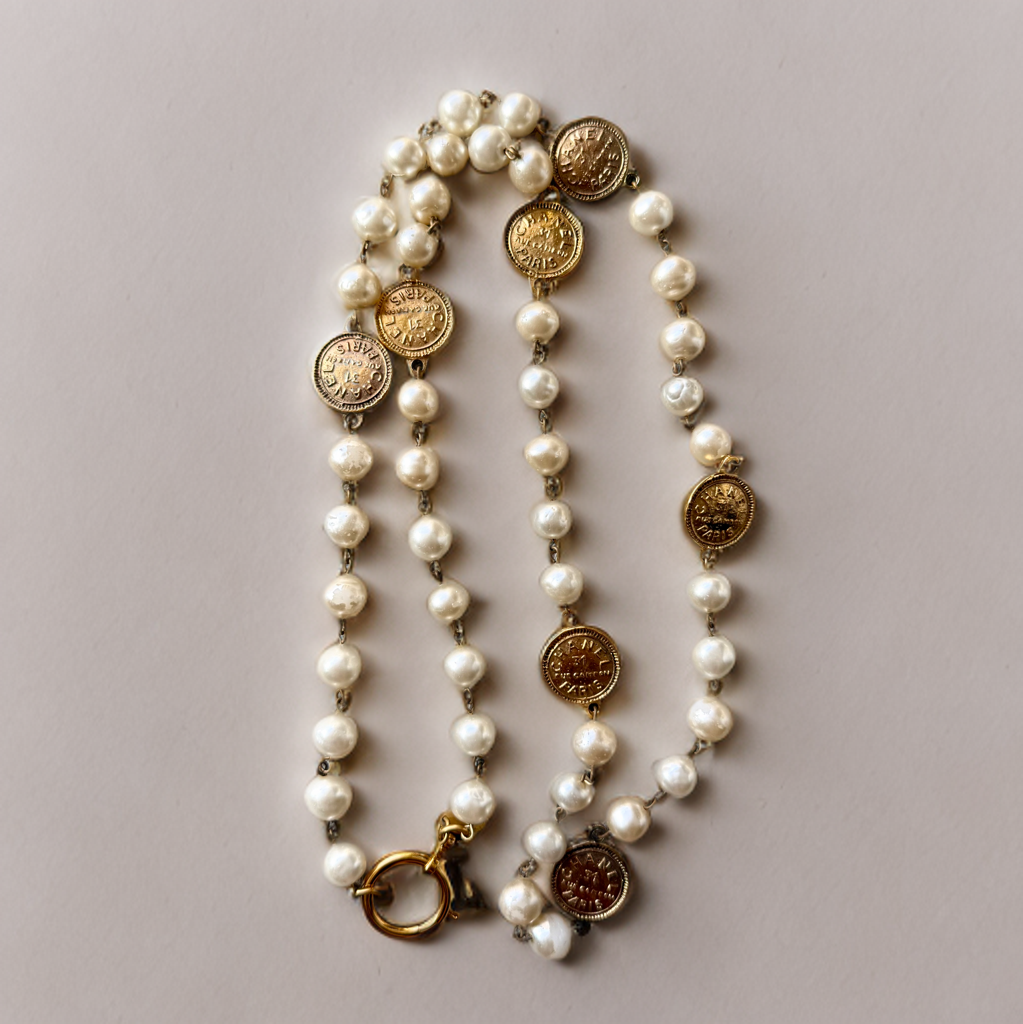 Chanel Vintage Faux Pearl Gold-Plated 1980s Medallion Necklace | eBay