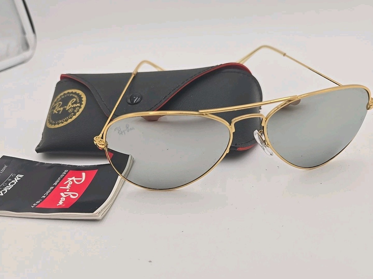 Ray-Ban Aviator Classic Sunglasses RB3025 - Silver Frame, Mirror Lenses AVIATOR CLASSIC Polarized Sunglasses in Silver and Blue  main image 2