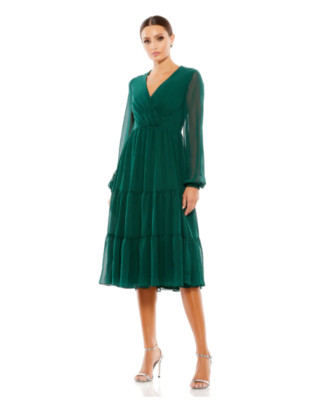 IEENA MAC DUGGAL Emerald Green Ruched Tiered Sheer Long Sleeve Cocktail Dress 16 | eBay IEENA MAC DUGGAL Emerald Green Ruched Tiered Sheer Long Sleeve Cocktail Dress 16 | eBay