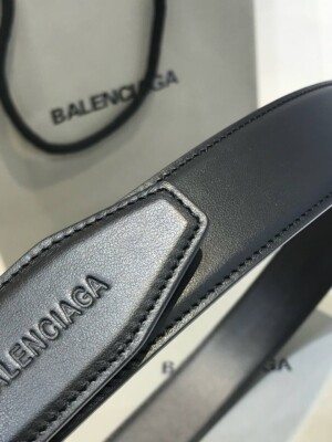 Balenciaga Men's Unity Belt Black Calfskin Leather Gold Buckle