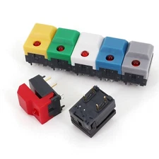 10Pcs PB86-A1 Red LED 6Pin Momentary SPDT Stage Control Push Button Tact Switch 