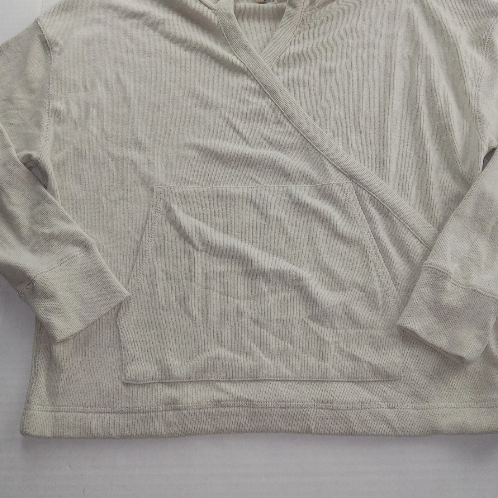 OFF WHITE Felpa con cappuccio Chaser donna in maglia sintetica frontale taglia small tasca panna