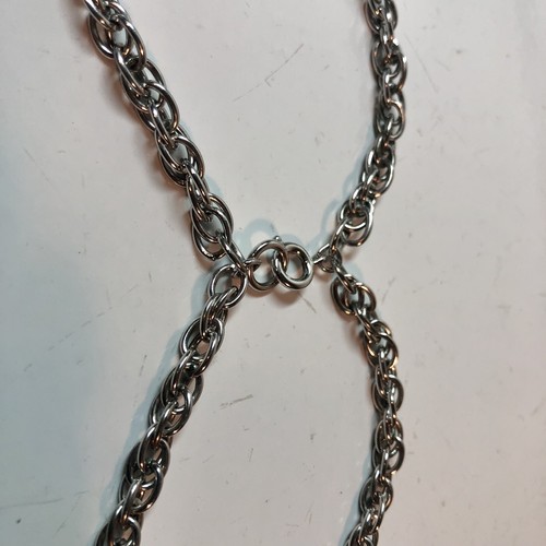 Vintage Signed Crown Trifari Pendant Necklace Silver Tone 1970's - Picture 7 of 8