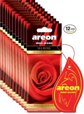 Areon MON Classic Design Hanging Car Air Freshener, Rose Scent (Pack of 12)