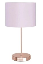 Image of 2x NEW Blush Pink Home Decor Shade Cooper Base Kids Bedside Metal Table Lamp UK