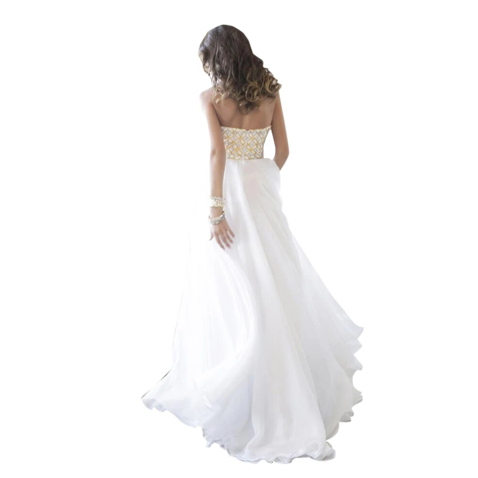 Vestido de graduación Sherri Hill formal estilo 11107 dorado/marfil talla 0 Foto 2 de 2