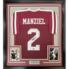 Framed Facsimile Autographed Johnny Manziel 33x42 Maroon Reprint Laser Jersey