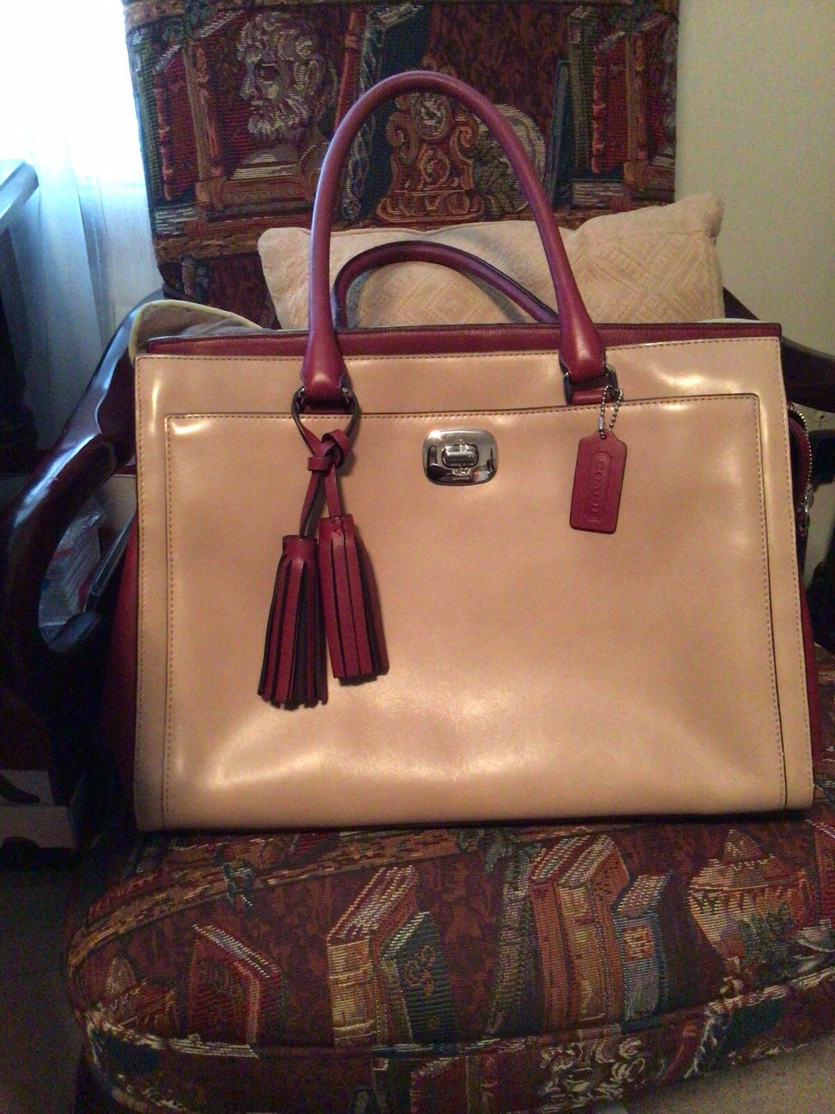 Coach Chelsea XL Carryall Tote with Tassel Beige And … Gem