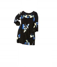 New $445 Lauren Ralph Lauren Women's Black Floral 3/4 Sleeve Day Dress Size 6